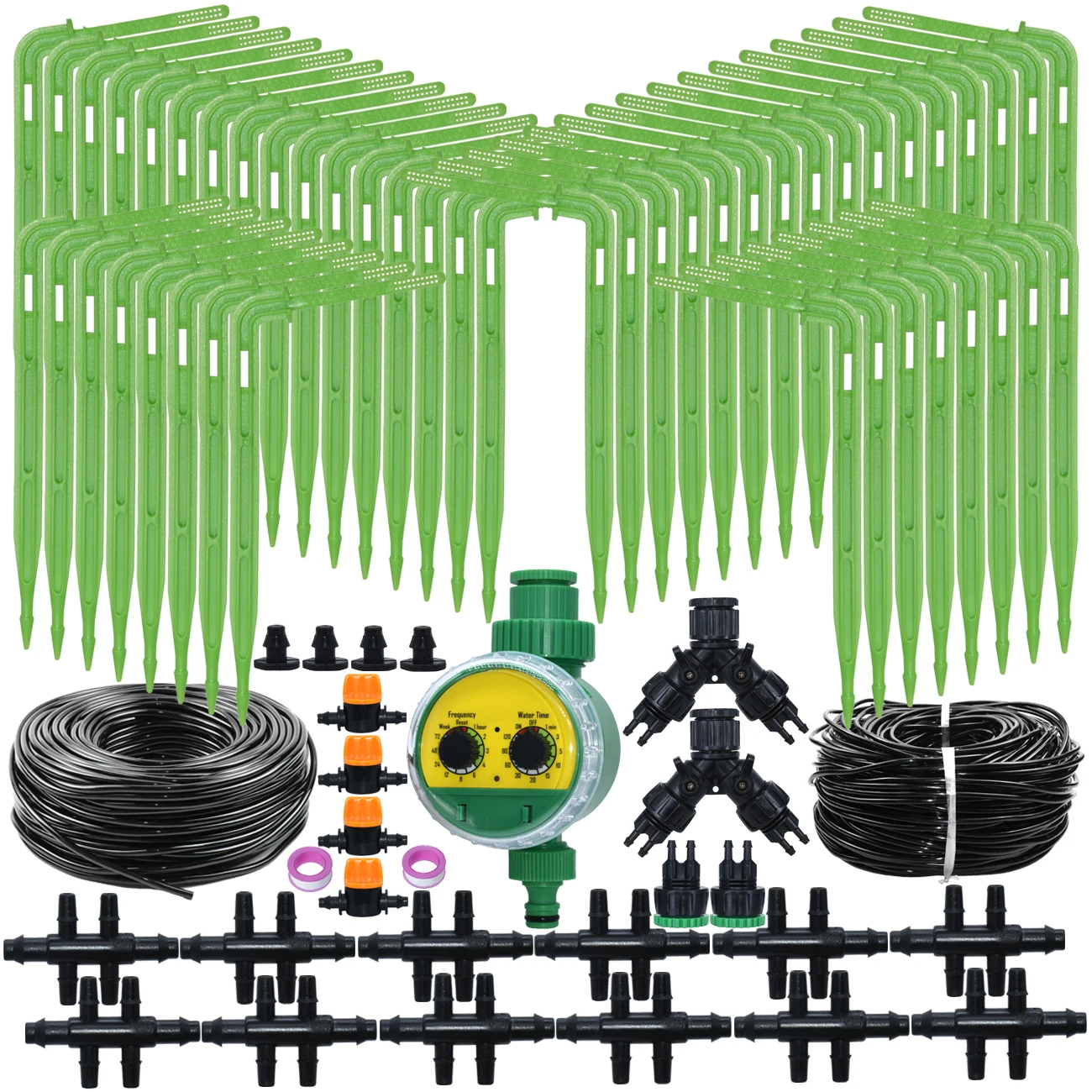 

SPRYCLE Garden Automatic Watering Drip Irrigation Kit 4/7 to 3/5mm Hose Green Elbow Emitter Timer Irrigator System Bonsai Plants