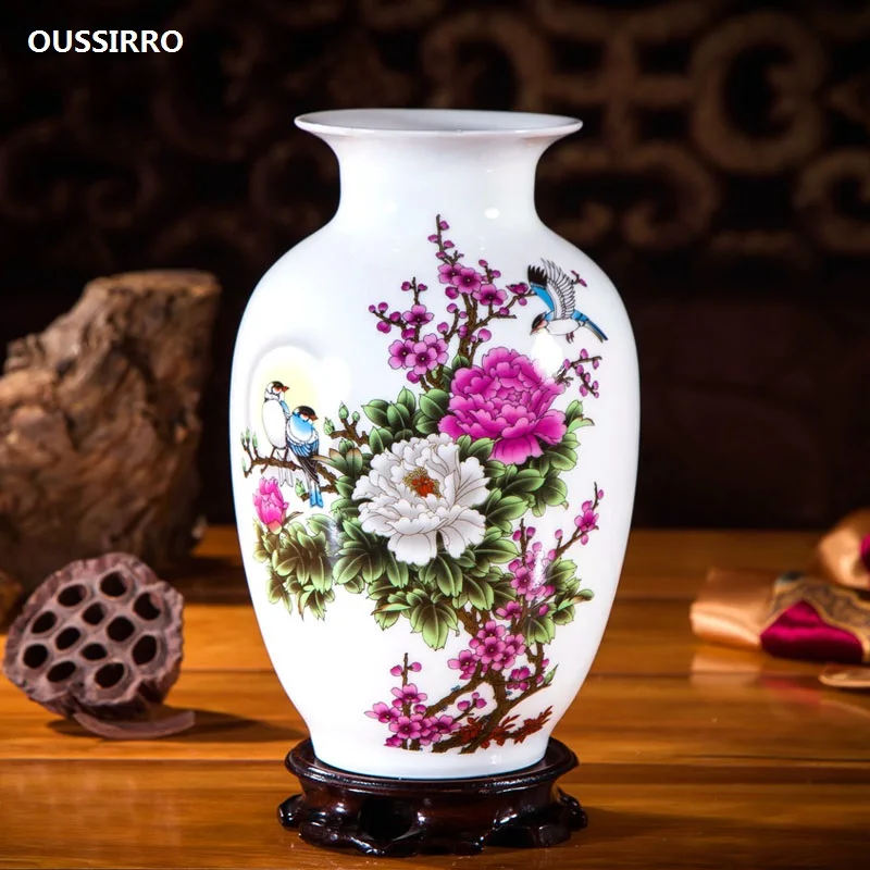 

OUSSIRRO Jingdezhen Ceramic Vases Pottery Decoration Living Room Flower Arrangement Modern Home Simple TV Cabinet Ceramic Gift