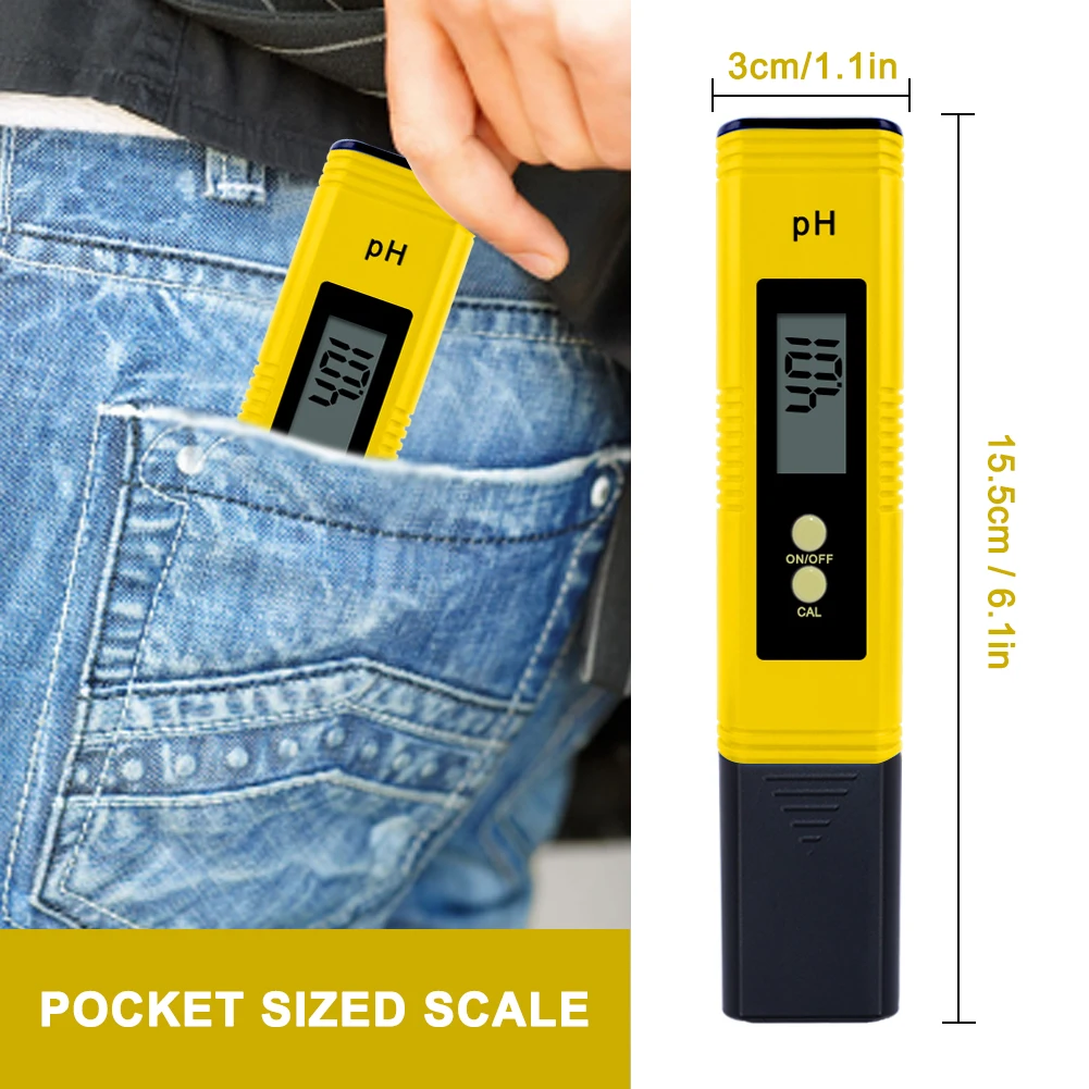 Digital PH Meter 0.00~14.00 Water Quality Acidity Tester Pen High Accuracy Monitor Automatic Calibration for Aquarium Pool Food