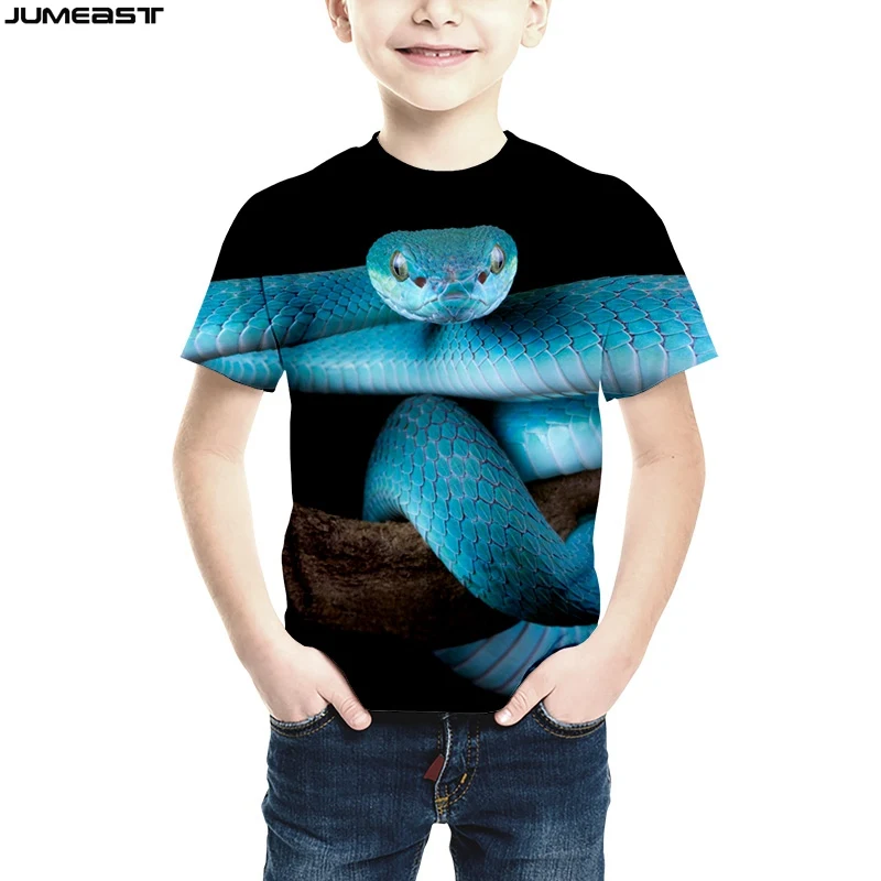 Jumeast Unisex 3D Hip Hop Snake Print T-Shirt Summer Fashion Short Sleeve Kids Sport Pullover Top for Children