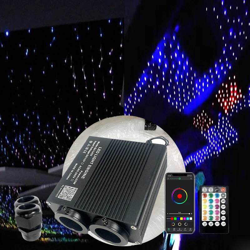 NEW Optic Fiber Lights Double Heads Smart APP LED LightS engine RF control Cable Starry Effect Ceiling RGBW Lights WAPP 32W NEW