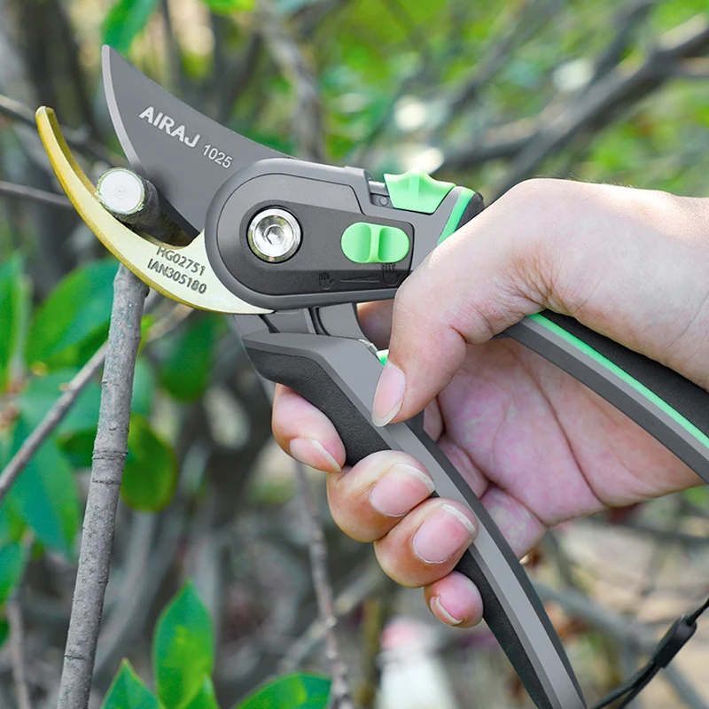 AIRAJ Multi-Function Pruning Shears with SK5 Stainless Blade and Safety Lock Anti-Slip Garden Shears Can Cut Smoothly