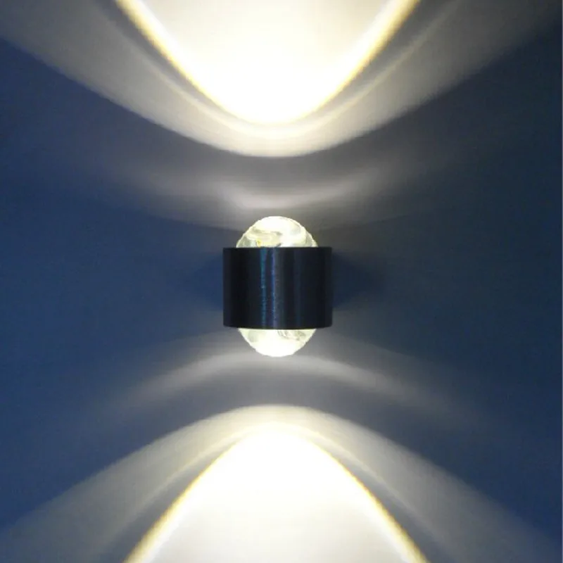 Imagem -03 - Modern Wall Sconce Lights Crystal Convex Lense up And Down Luminária de Alumínio Lâmpada para Decoração de Casa 2w 6w