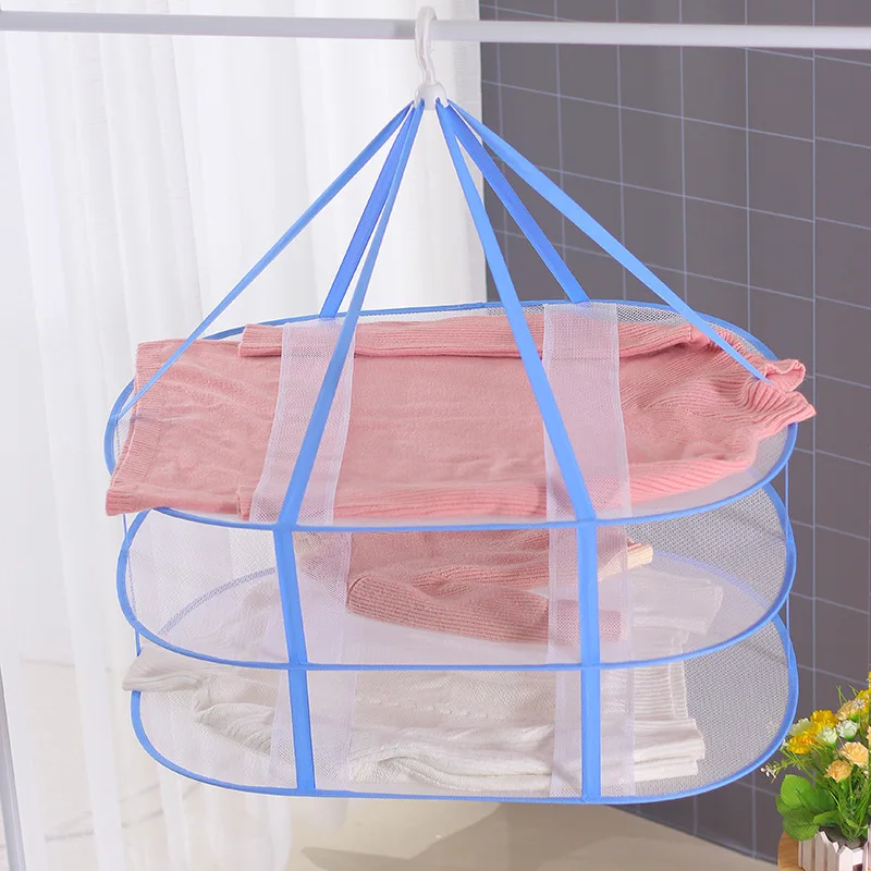 Household Foldable Drying Net Underwear Sweater Tile Anti-Deformation Breathable Clothes Basket Large Three-Layer Drying Rack