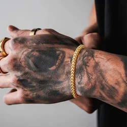 Bracelet Men 3mm Franco Chain, Stainless Steel Link Sliding Aadjustable Bracelets for Men Women Jewelry