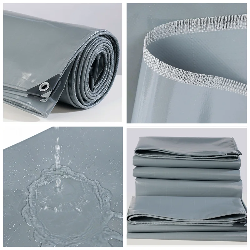 Thick 0.5mm Light Gray Rainproof Cloth Fireproof Tarpaulin Outdoor Garden Awning Waterproof Oilcloth Car Truck Canopy Shade Sail