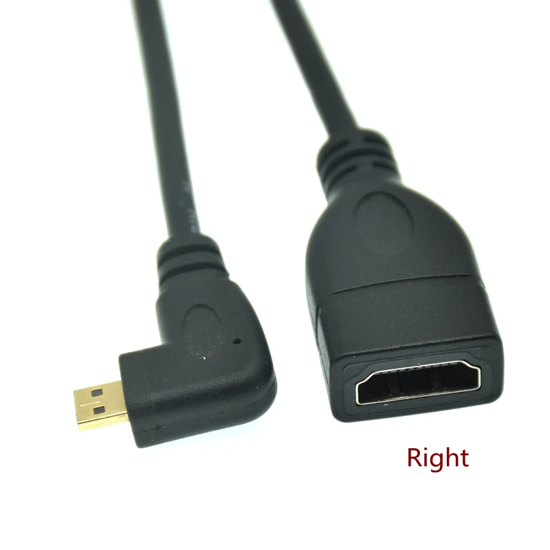 90 Degree Left/Right/Up/Down Angled Micro HD Male To HDMI-compatible D Type Female Adapter Cable Convertor
