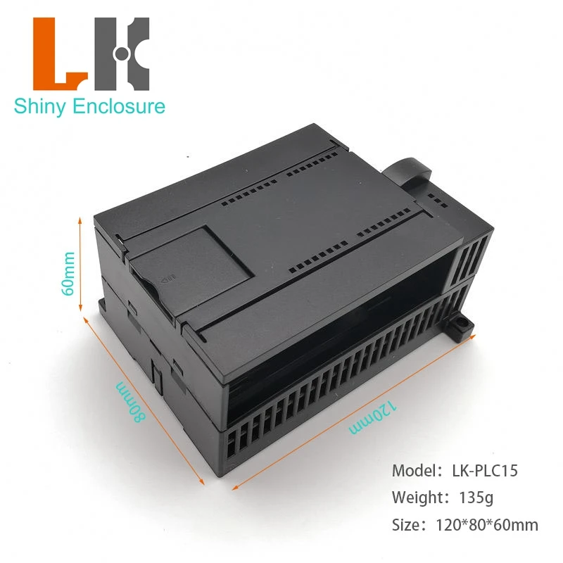 

120x80x60mm Black Plastic Housing Instrument Pcb Enclosure Diy Din Rail Junction Box Wall Mounted Abs Plastic Casing