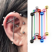 MODRSA 2PCS Fashion Ear Industrial Barbell Cartilage Piercing Eearring Stud Tragus Piercing Oreja Punk Men Women's Body Jewelry