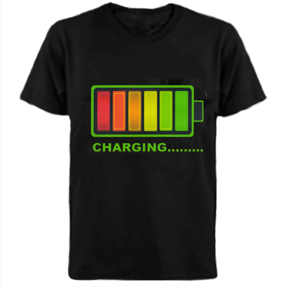 

4XL Plus Size EL Flashing T-Shirt EL Panel Sound Active T Shirt Equalizer T-shirt