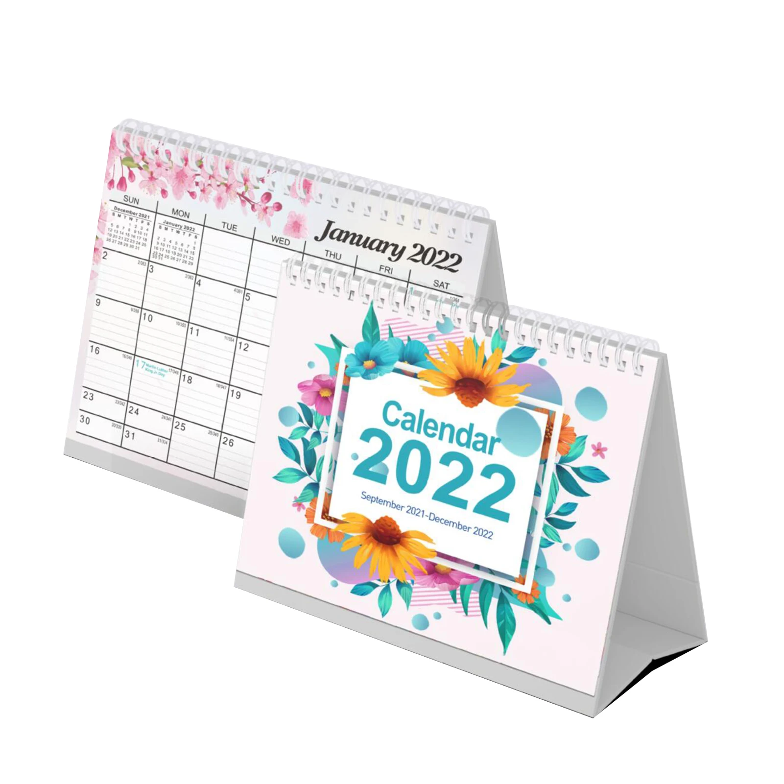 1 pces calendário de mesa 2021 Sep-2022 dec levanta-se flip mesa calendário tabela agenda mensal diário planejador