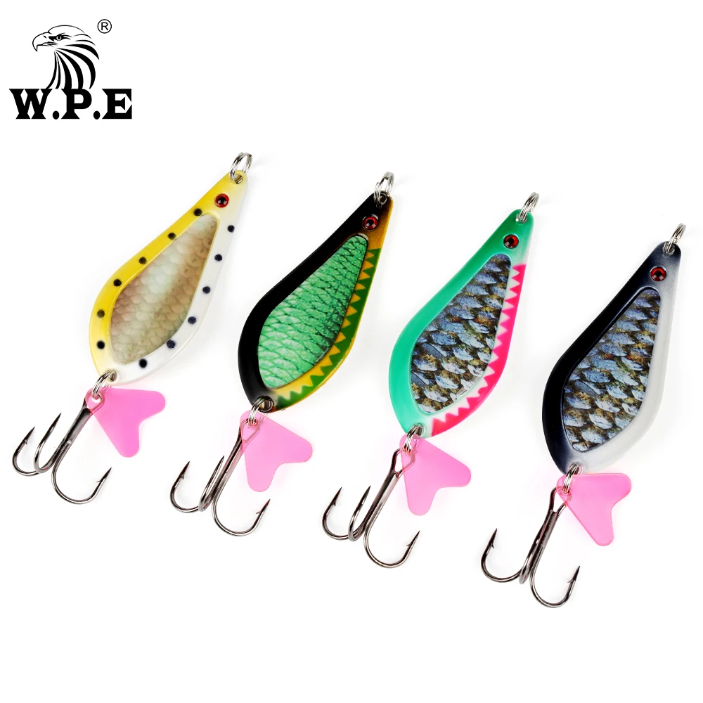 

W.P.E 1pcs Spinner Fishing Lure 21g/24g/32g Metal Spoon Fishing Lure Pike Bass Trout Artificial Bait Fishing Tackle Pesca