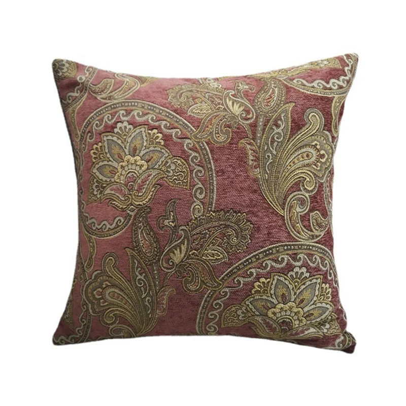 Classic European Paisley Brick Red Blue Chenille Woven Jacquard Decorative Pillow Case Sofa Chair Cushion Cover 45x45cm 1pc/lot