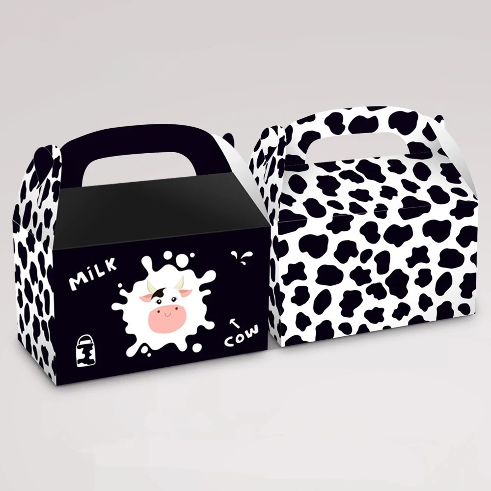 

16*9.5*9.5CM Farm Animal Cows Favor Gift Box With Handle Cookie Candy Gift Paper Box Boy Kids Birthday Party Supplies 96pcs/lot