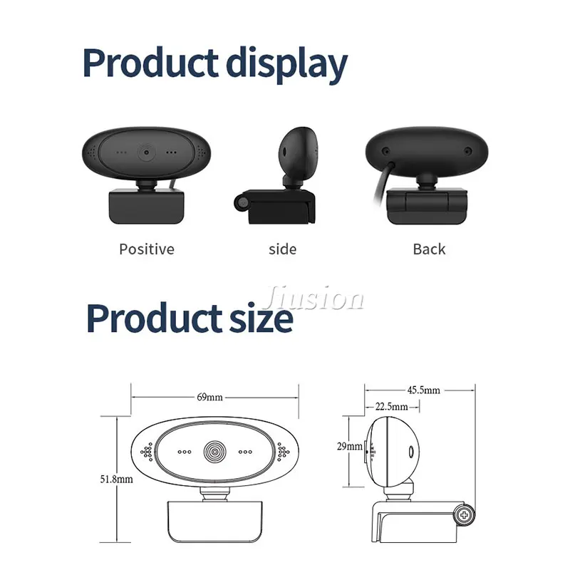 Mini cámara Web PC02, 1080P HD, Boracast, 360 giratorio, USB, Horizontal, para ordenador, Pc, portátil, Youtube