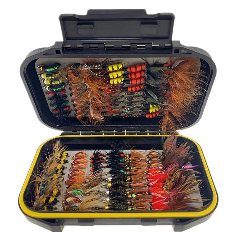 40/62/91/131 Teile/schachtel Trout Nymph Fly Angeln Locken Trocken/Nass Fliegen Nymphen Eis Angeln lockt Künstliche Köder mit Boxed – Detail 1