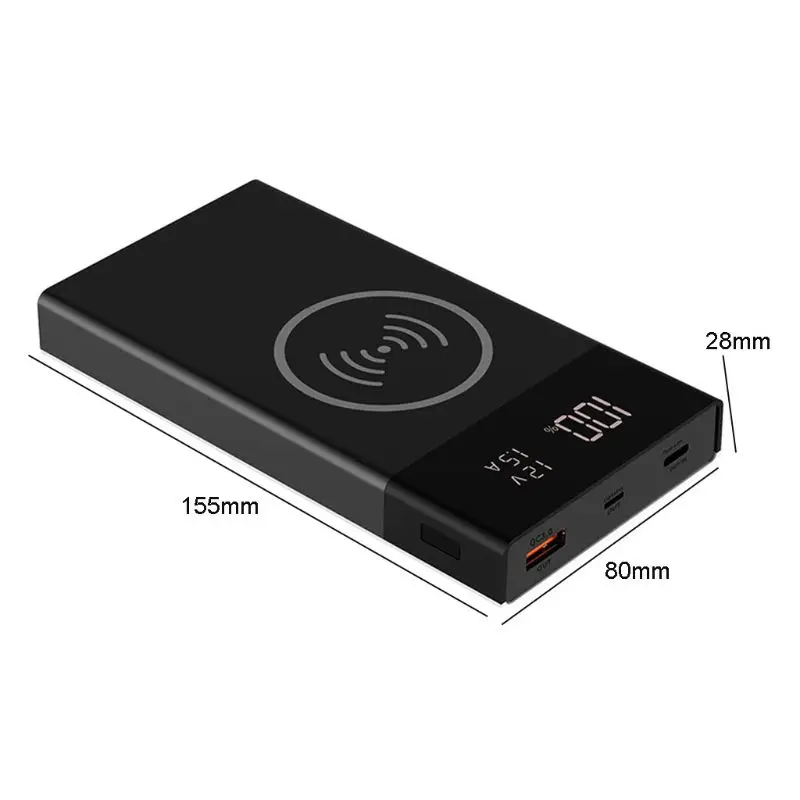 6x 18650 Battery DIY Qi Wireless Charger QC3.0 USB Type C PD Fast Charge Power Bank Box for Case for Mobile Phone Tablet