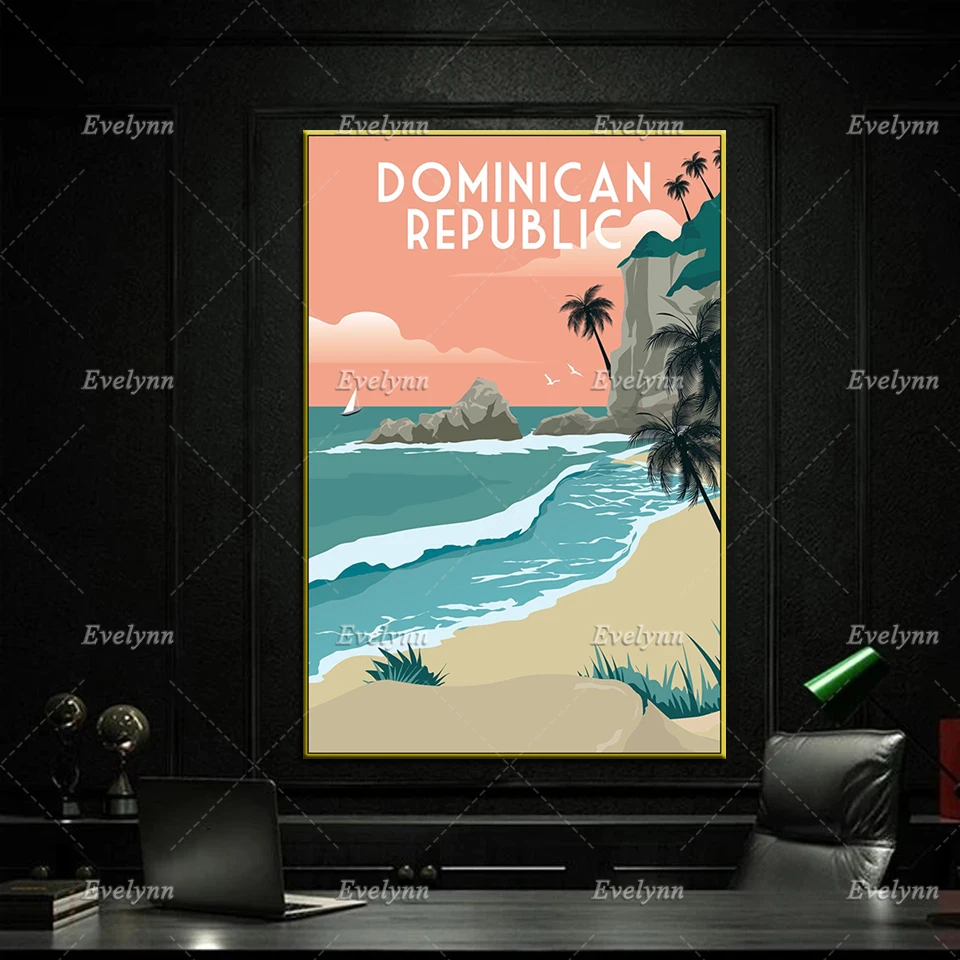 Dominican Republic Travel Poster,Dominican Republic Travel Print,Dominican Republic Wall Art,Caribbean Print Home Decor Canvas