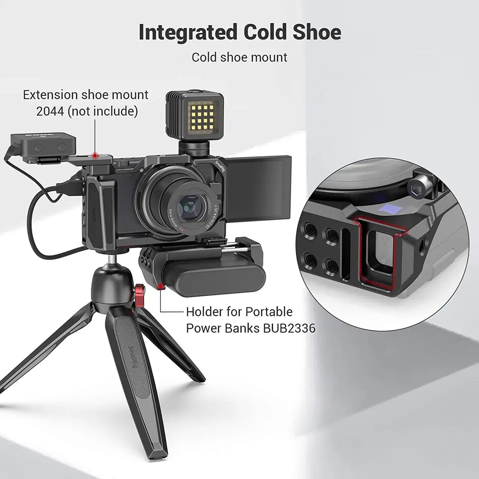SONY ZV-1（木製ハンドル・外部マイク付） Amazon | SmallRig ZV1カメラ専用L型プレート 木製ハンドル付き-2936