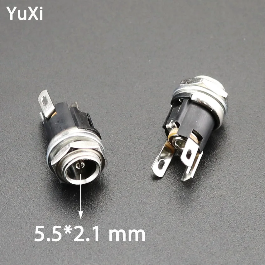 

YuXi 10pcs/Lot DC 5.5mm x 2.1mm DC Power Supply Socket Connector Metal Panel Mount Socket Jack DC Connectors Terminal Adapter