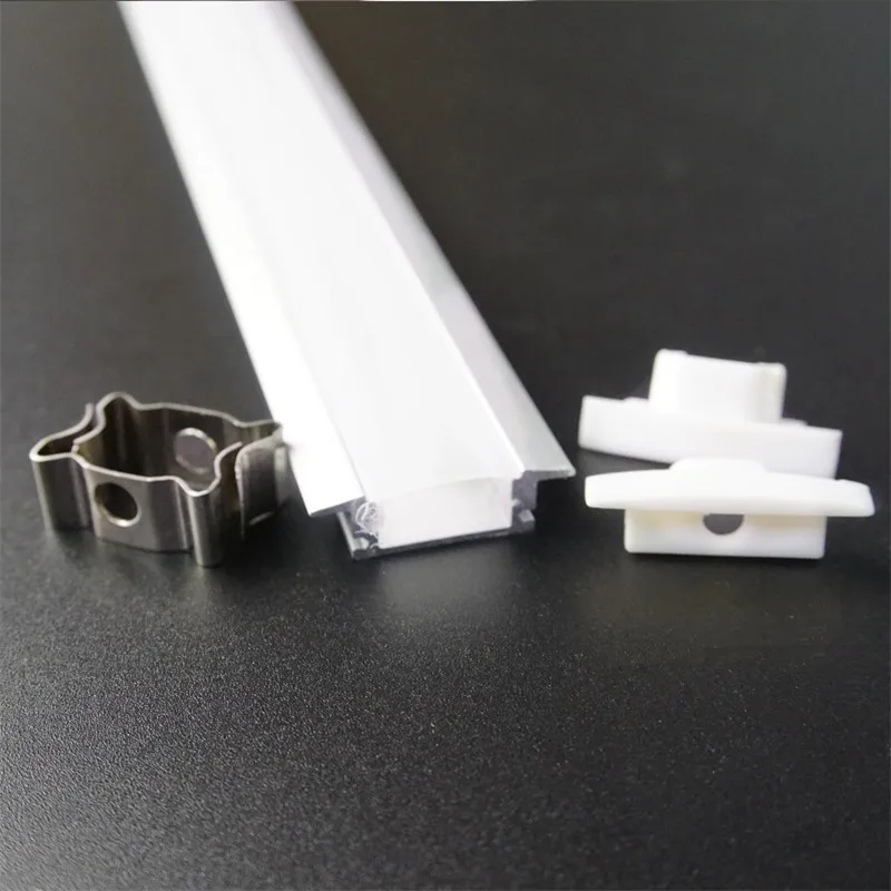 5-30 Pcs/Lot 1m Aluminum Profile Led Strip Milky Transparent Cover 12mm Pcb With Fittings Embedded Bar Light Kitchen Cabinet