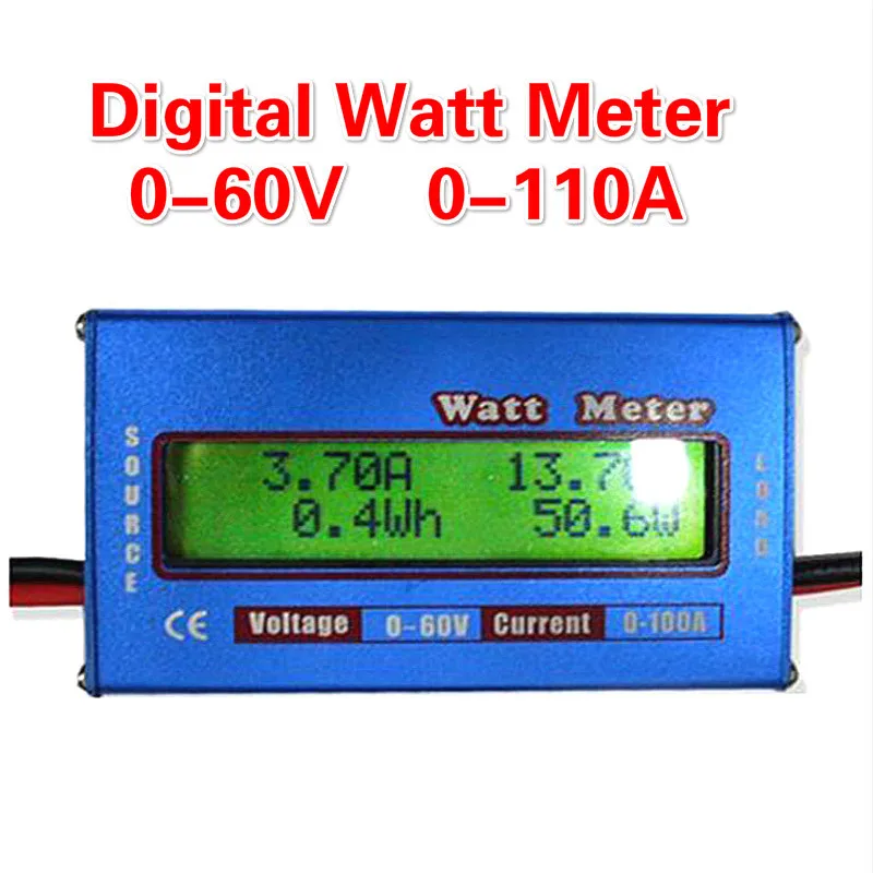 

Digital Watt Meter High-accuracy Power Analyzer DC 60V 100A RC Wattmeter Balance Voltage Battery Checker W/ Backlight LCD Screen