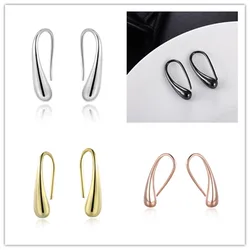 Hot Sale Water Drop Shape Woman Earrings Gold Rose Gold Black silver Color Clip Earrings Fashion Wedding Party Gift Jewelry