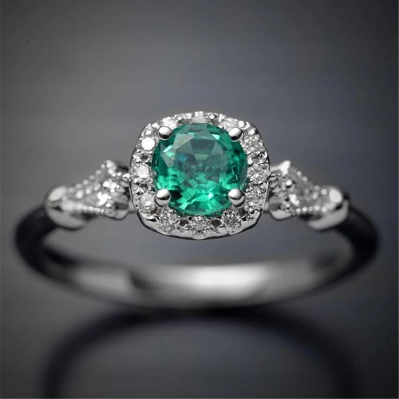 Fashion Women Rings 2026 Vintage Square Green Zircon Stone Engagement Female Casual Rings