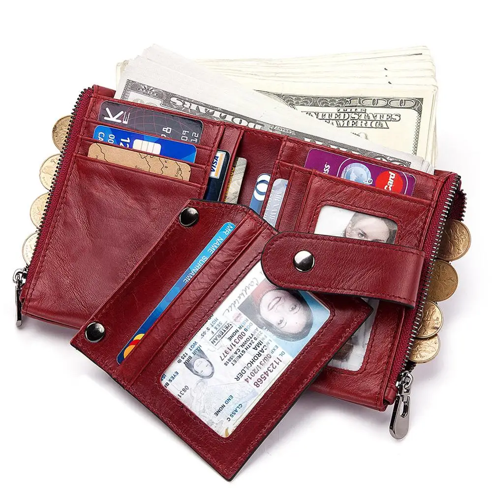 Hot Sale Fashion Coin Bag Zipper Wallets Women Genuine Leather Walet Purse Short Purse With Credit Card Holder Hasp Design