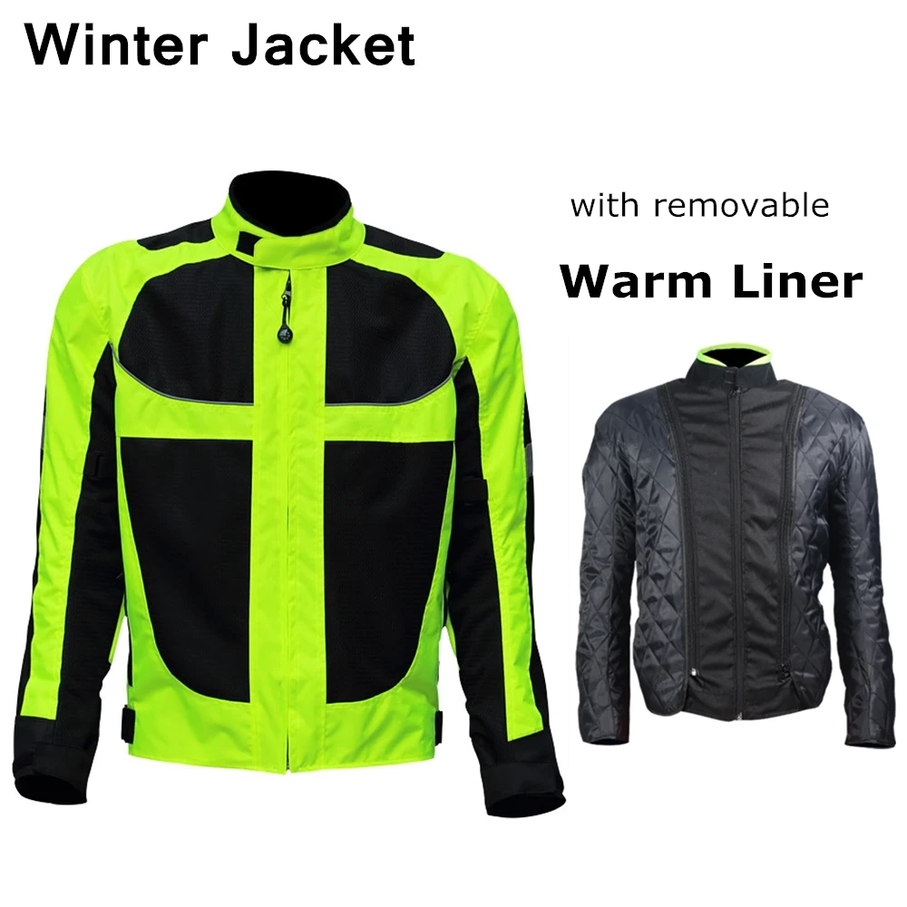 Men Motorcycle Jacket Motorbike Riding Protective Coat Summer Winter Motorcyclist Clothing M -5XL size JK-21
