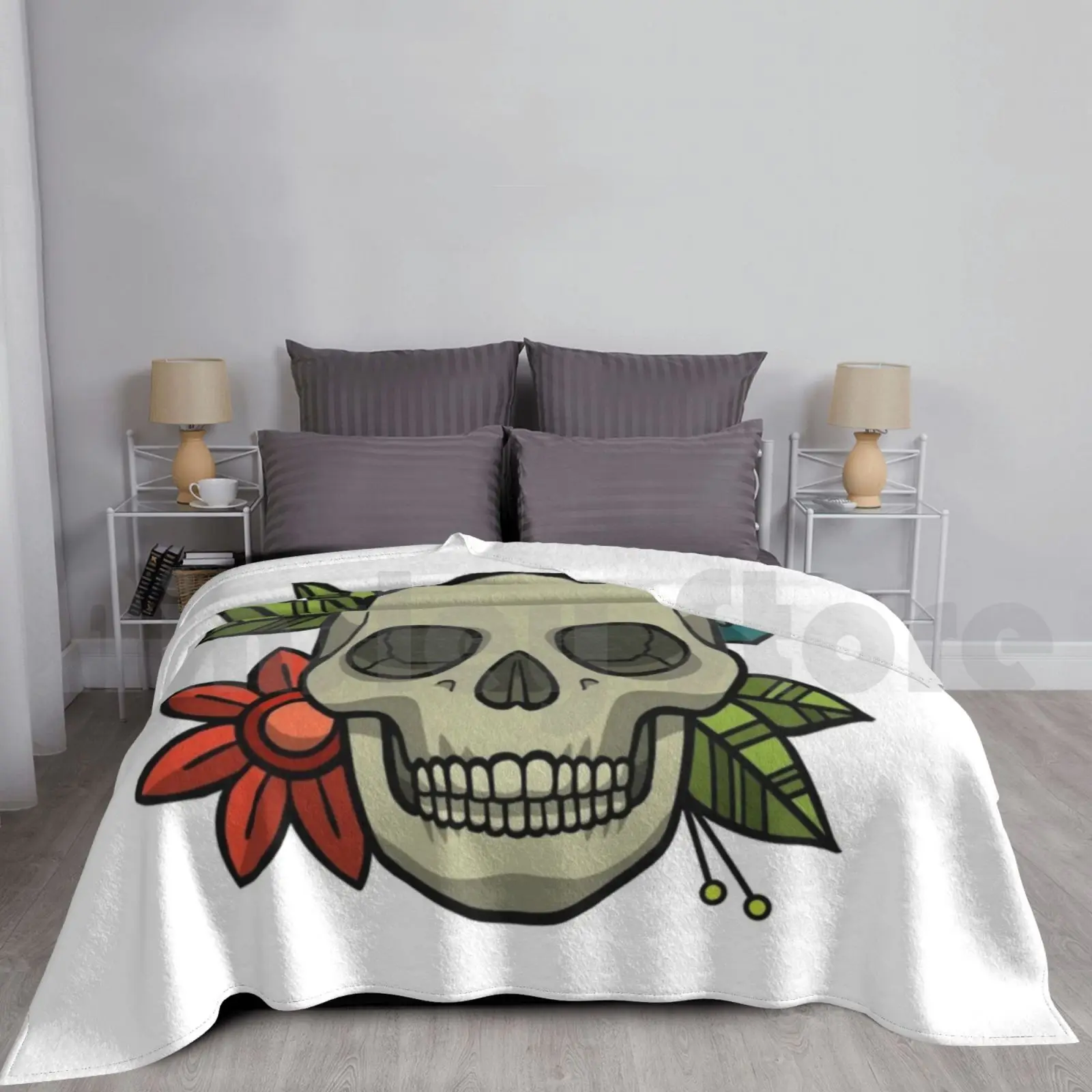 Flowers Skull Blanket Super Soft Warm Light Thin Skull Calavera Flores Flor Flower Caribe Sea Pirata Pirate Pirates Piratas