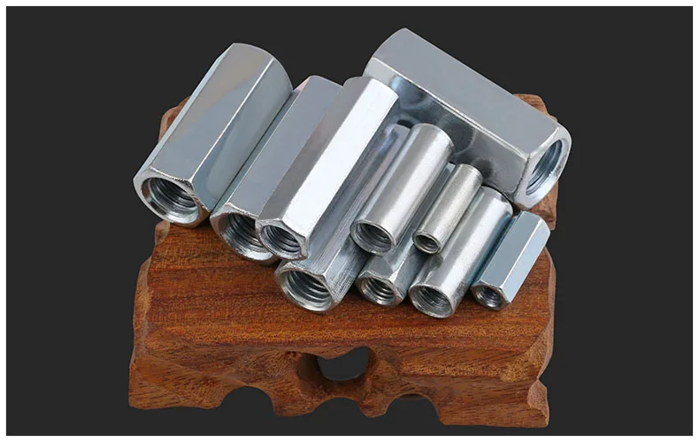 4.8 Carbon steel Galvanized extended nut M6 M8 M10 M12 M14 M18 M20 nut double head  Round/square screw rod connection nut joint