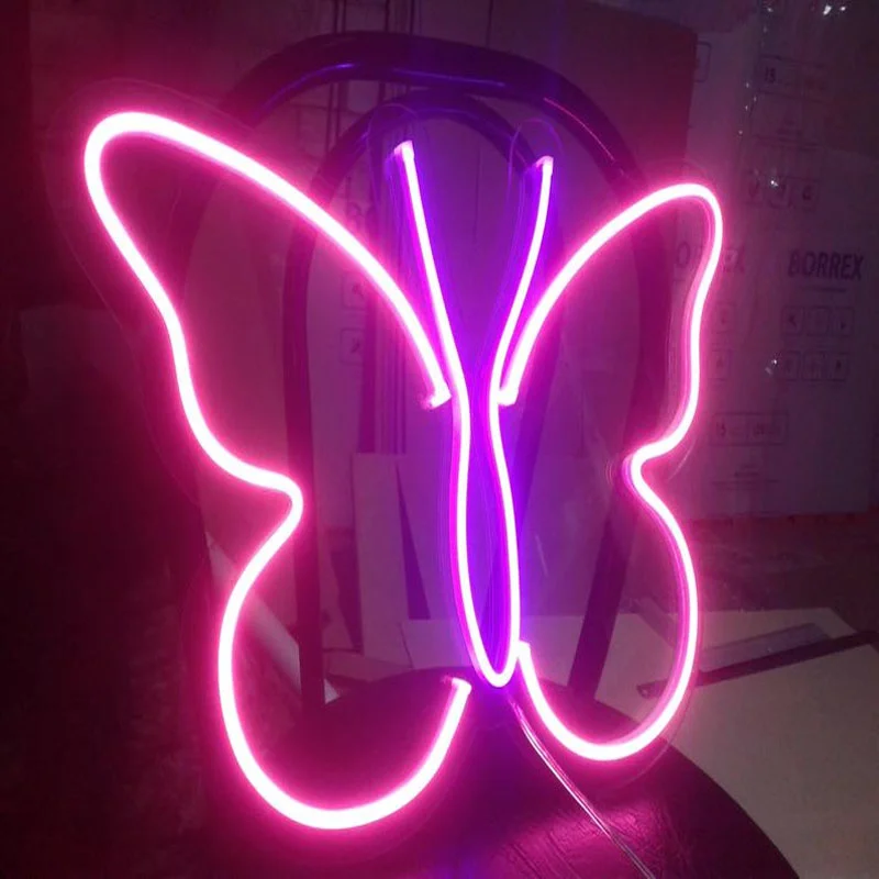 OHANEONK Neon Sign Butterfly LED Custom Neon Light Wedding Favor Sign Party Proposal Couple Gift Room Home Decor Wall Hanging