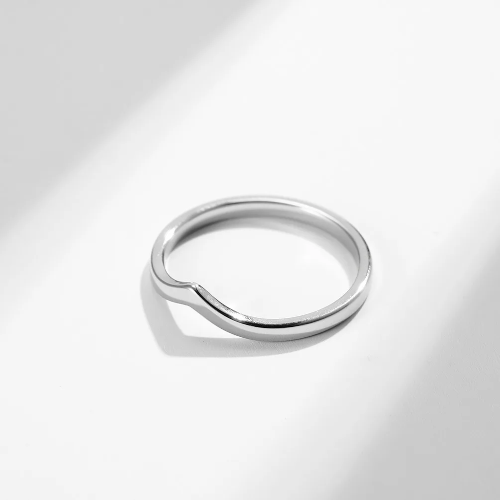 2mm Thin V Shape Stackable Ring Stainless Steel Plain Polished Band for Women Girl Size 5-10