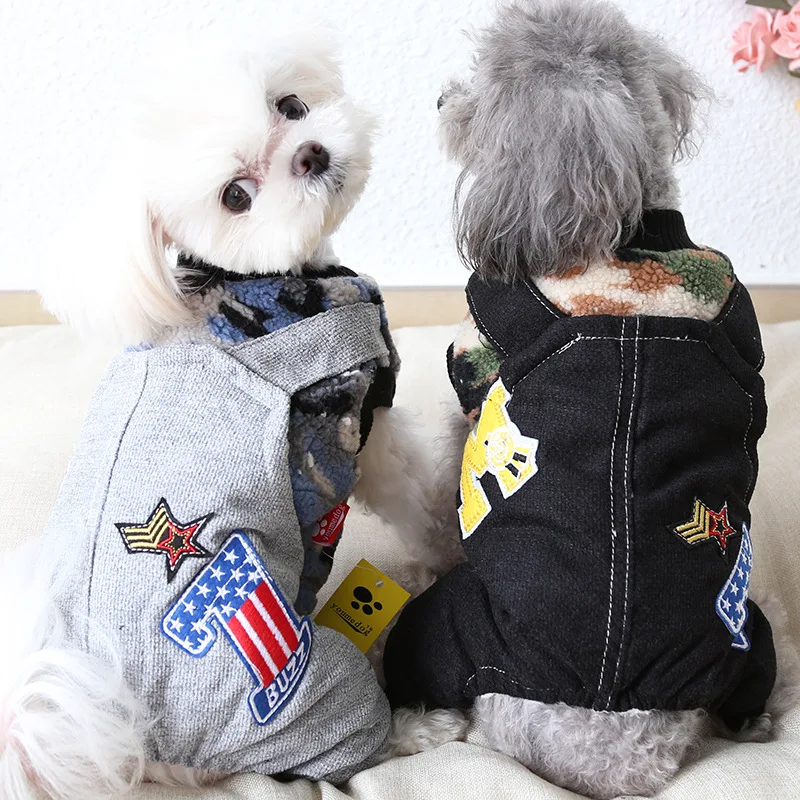 

Badge Camouflage Dog Jumpsuits Pet Clothes Winter Warm Bathrobe Dog Pajamas Thick Coats Clothing For Dogs Cat Yorkie Chihuahua