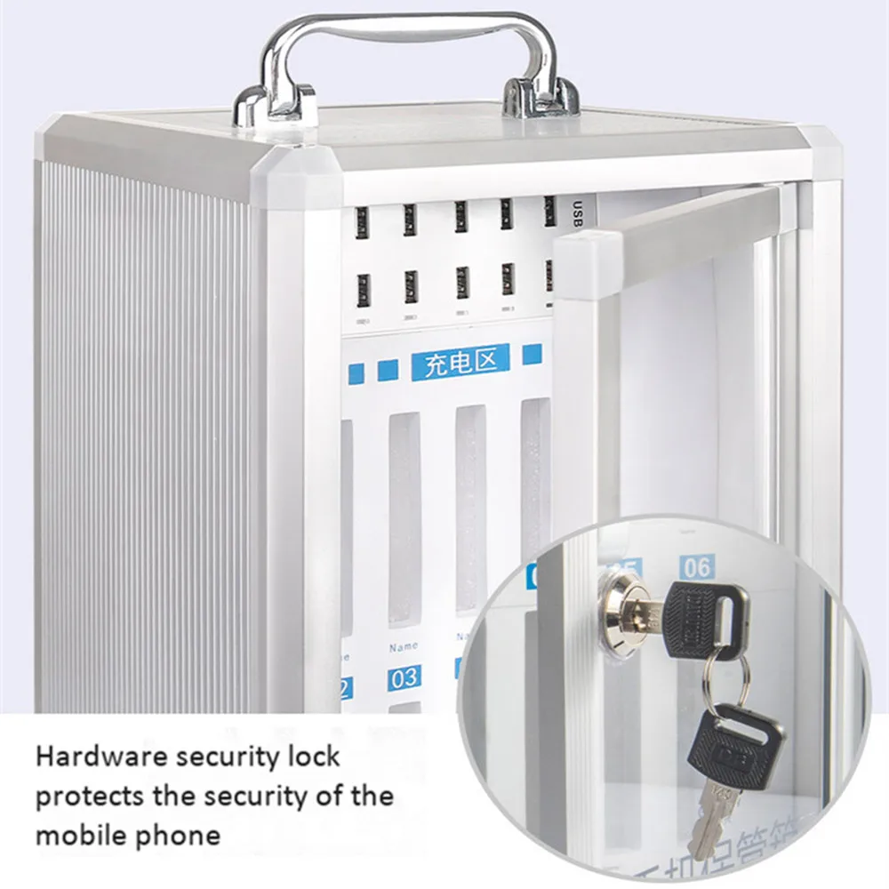 الهاتف المحمول المحمولة صندوق إيداع آمن USB شحن ميناء حقيبة وحدة قوات المدرسة اجتماع شنق على جدار تخزين الأدوات قفل 24
