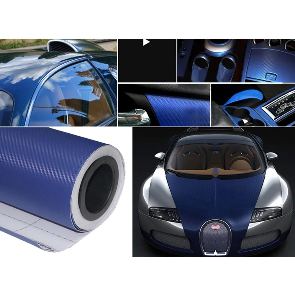 Carbon Fiber Vinyl Film 3D Solid Small Texture High Gloss Car Wrap Roll Adhesive Sticker Decal Sheet 127x10cm/127x30cm