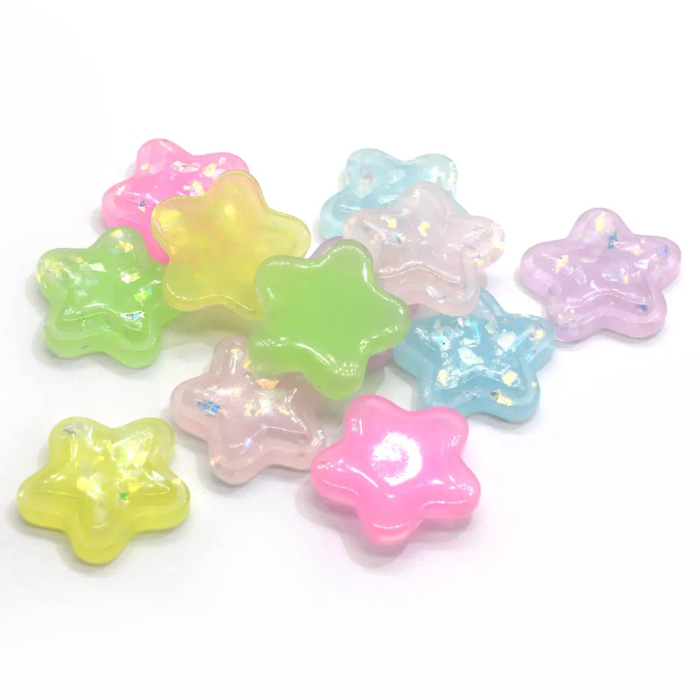 Kawaii Resin Gradient Glitter Five Star Flatback Cabochon Art Supply Decoration  Charm Craft DIY Accessories