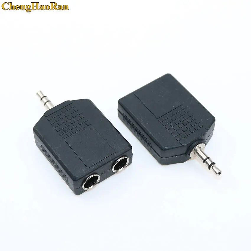 3pole 3.5mm Audio Jack Connector mono Turn Double 6.35 Female Adapter Jack 3.5mm Male to 6.5 Two Female Connector Plug