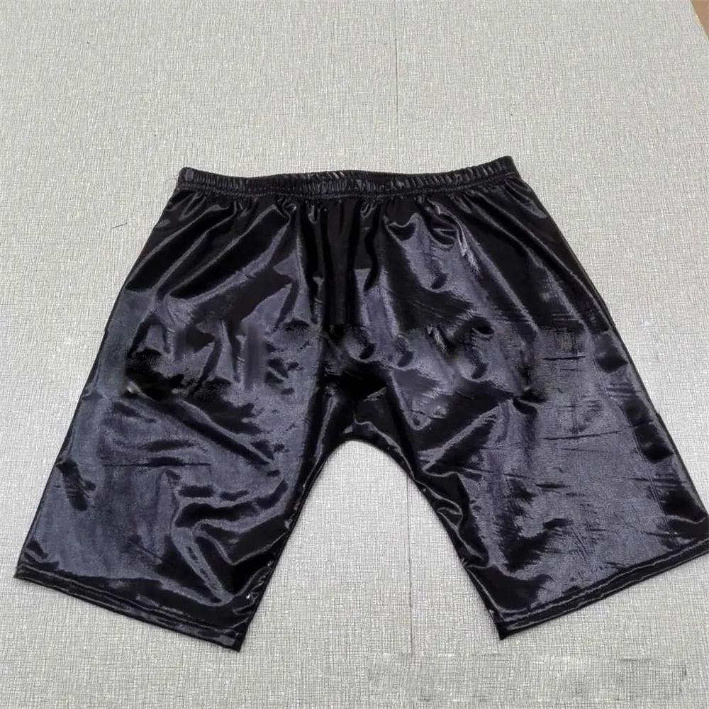 Men PVC Faux Leather Shorts Stage Performance Outfits For Men Lingerie Shorts Oil Shiny Jockstrap Fetish Tight Sexy Black Club