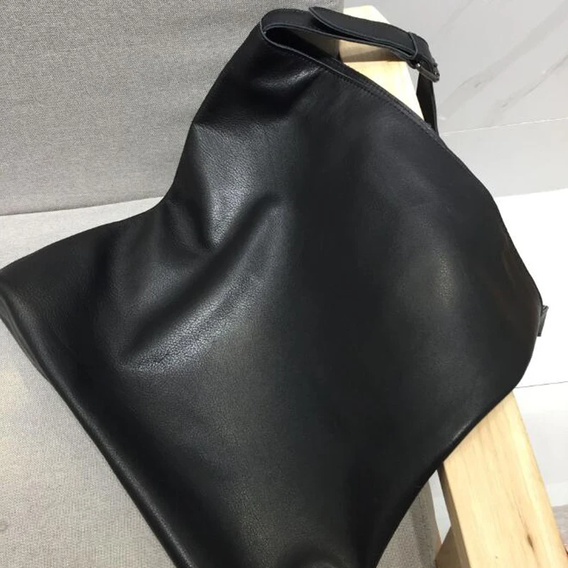 Casual Cow Leather Shoulder Bag for Women Simple Brand Soft Black Cowhide Laptop Shoulder Bag Vintage Ladies Soft Crossbody Bags