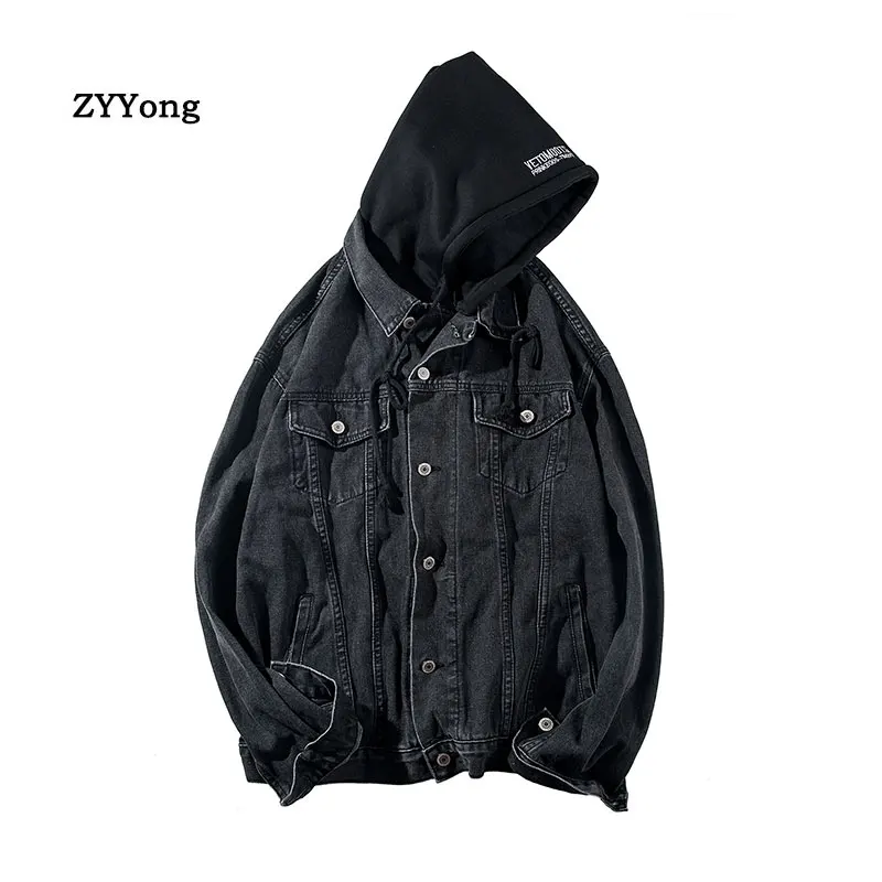 New Denim Jacket Men Hooded Sportswear Outdoors Casual Fashion Jeans Jackets Hoodies Cowboy Mens Jacket and Coat