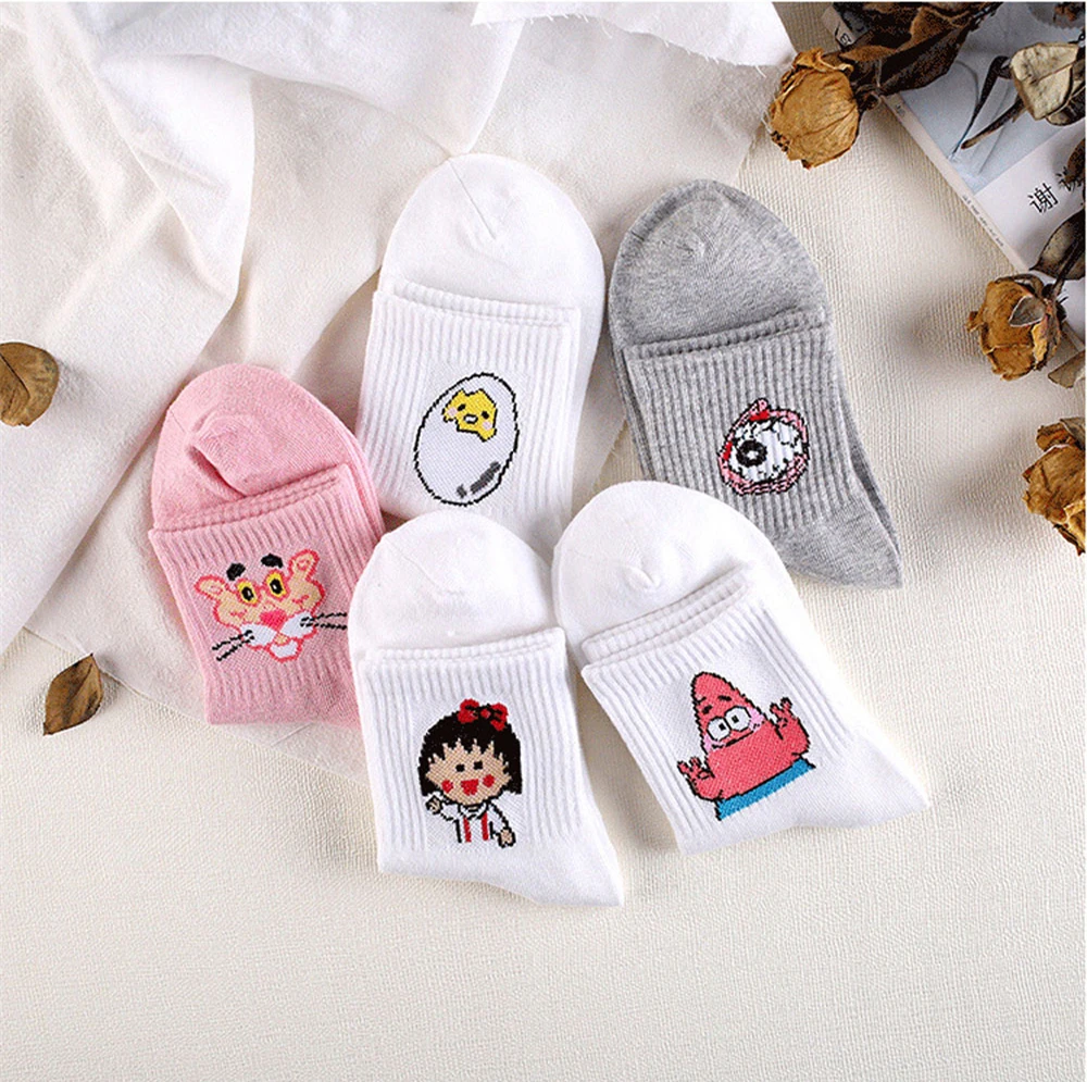 Spring And Summer Korean Milk Dinosaur Cat Puppy Men And Women Socks With Print Cute Cartoon Animals Kawaii Funny Socks