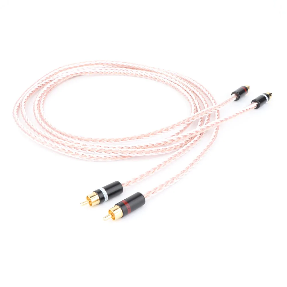 Haldane HIFI เดี่ยวคริสตัลทองแดงเงินผสมสายสัญญาณเสียง HIFI RCA สายเชื่อมต่อ 2RCA to RCA สําหรับเครื่องขยายเสียงเครื่องเล่น