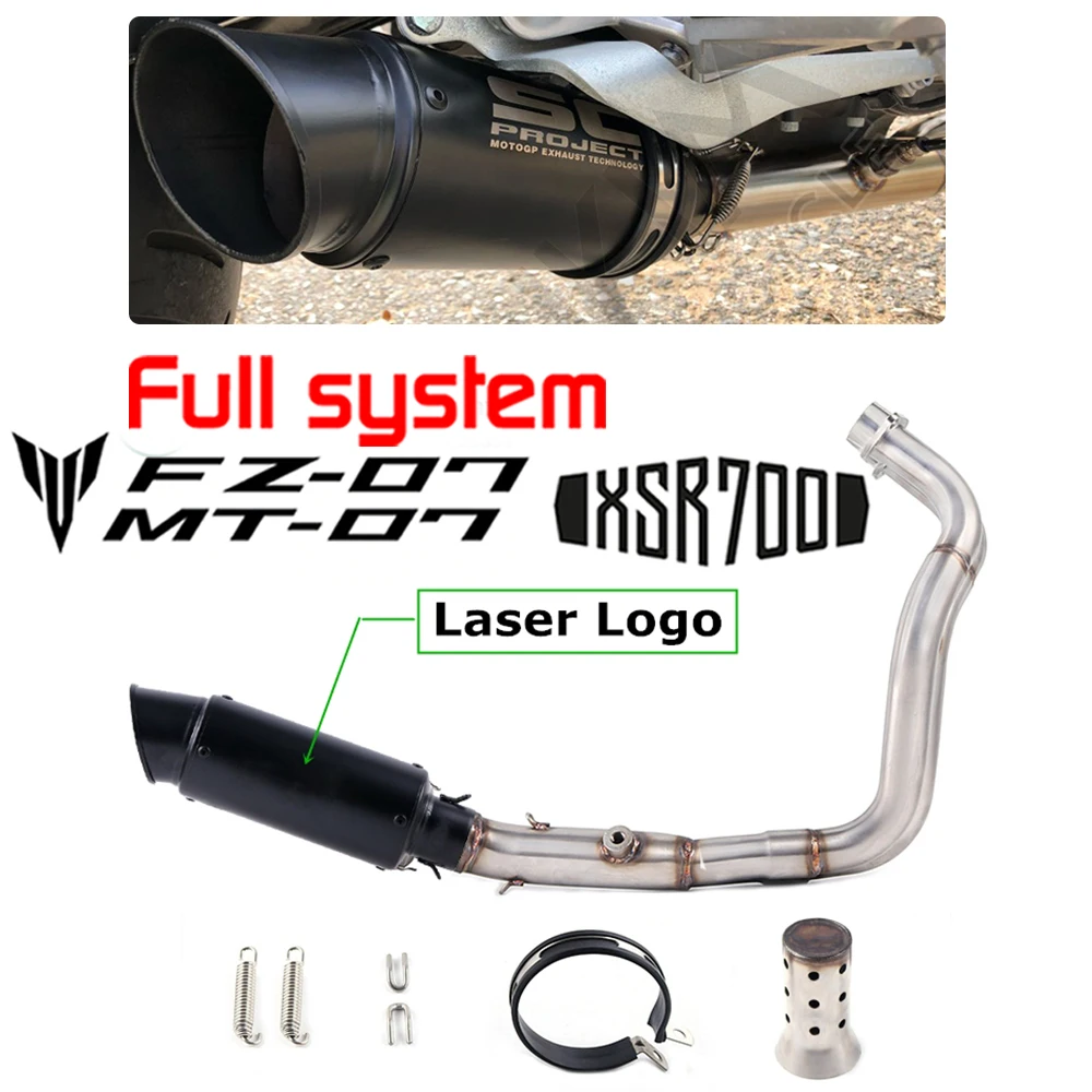 

Motorcycle Slip On For Yamaha Mt07 Fz07 Mt Fz 07 2014-2017 Xsr700 2016 2017 Middle Link Pipe Motorcycle Full Exhaust System