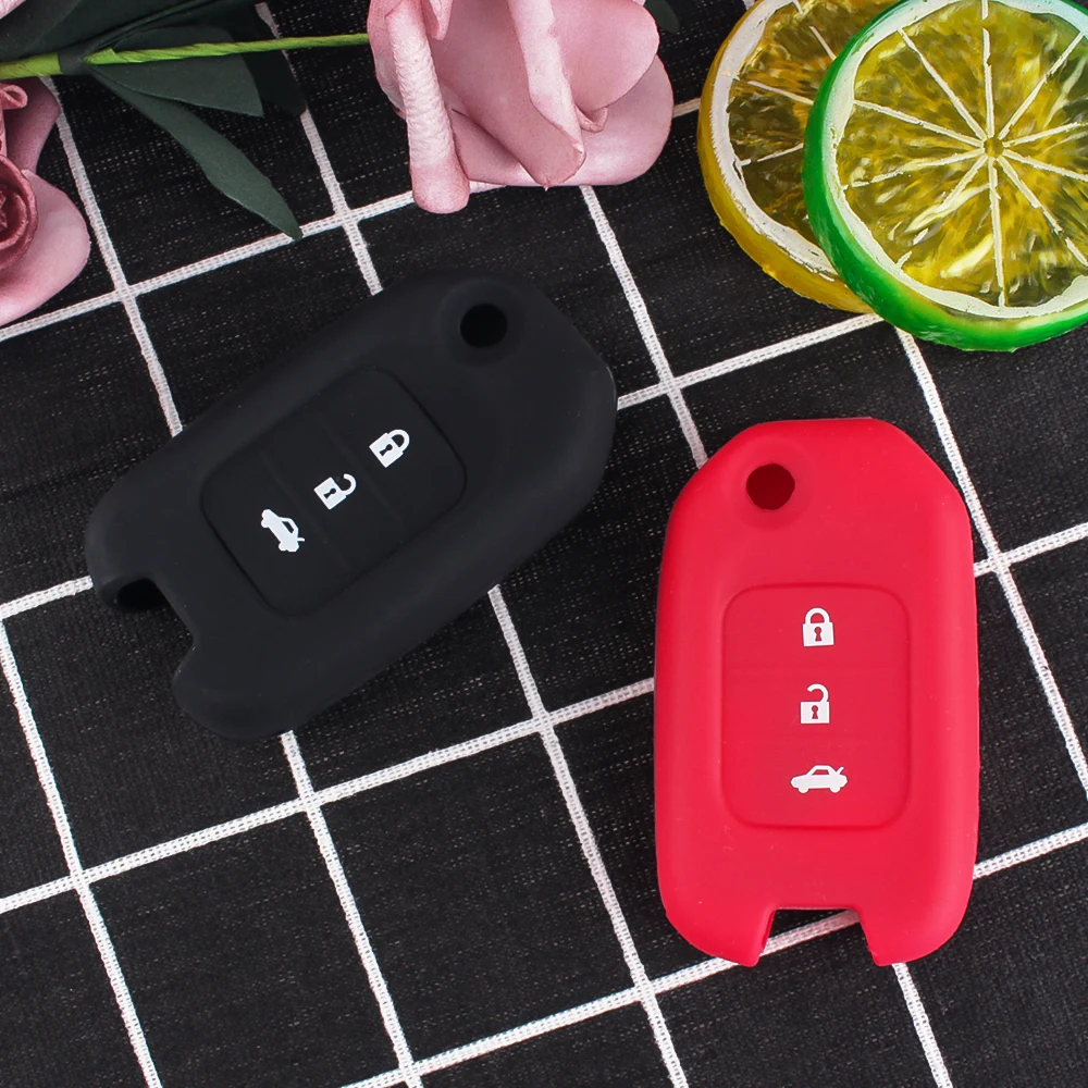 KEYYOU 3 Buttons Silicone Car Key Case for Honda FIT XRV VEZEL CITY JAZZ CIVIC HRV Civic Crider CRV Protector Cover