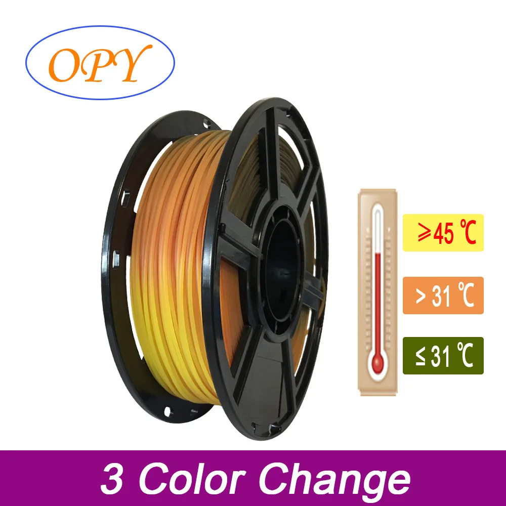 3D Printer Filament PLA Color Change with Temperature Thermochromic Sublimation 3D Printing Material 1.75mm 1Kg 100g 10m