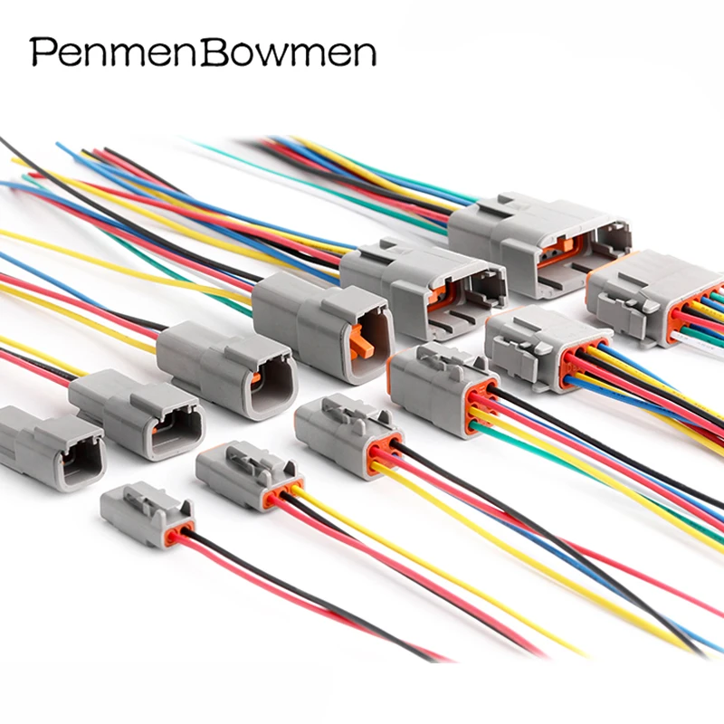 1 Set 2 3 4 6 8 12 Pin Deutsch DTM Car Electrical Cable Connectors Female Male DTM06 2 3 4 6 8 12S DTM04 Plug Wire Harness