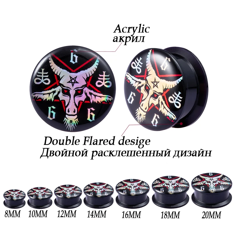 2PCS Acrylic Screw Punk Ear Gauges Plugs Black Ear Expanders Double Flared Ear Stretcher Piercing Ear Tunnel Jewelry In Body