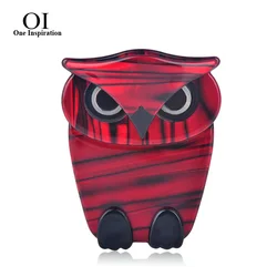 BUCOMEOI lovely Large Owl Brooch Acrylic Jewelry Pins for Women Men Suit Sweater Coat Clips Animal Accessories Kids Birthday Gif